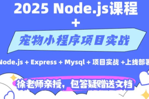 徐老师2025新版Nodejs课程含项目实战（完结）